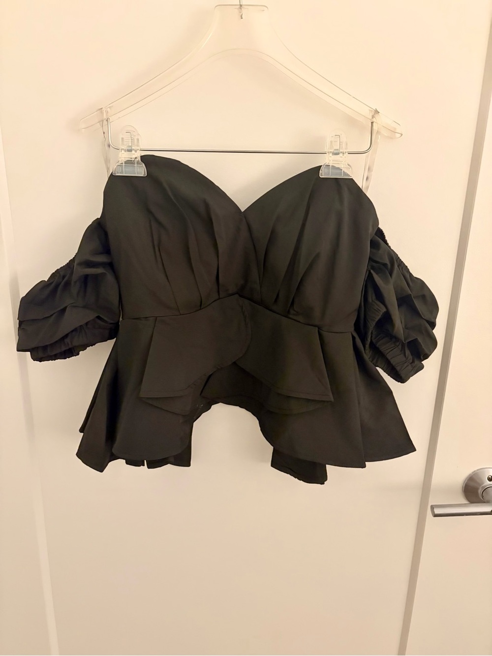 Off-Shoulder Black Peplum Top